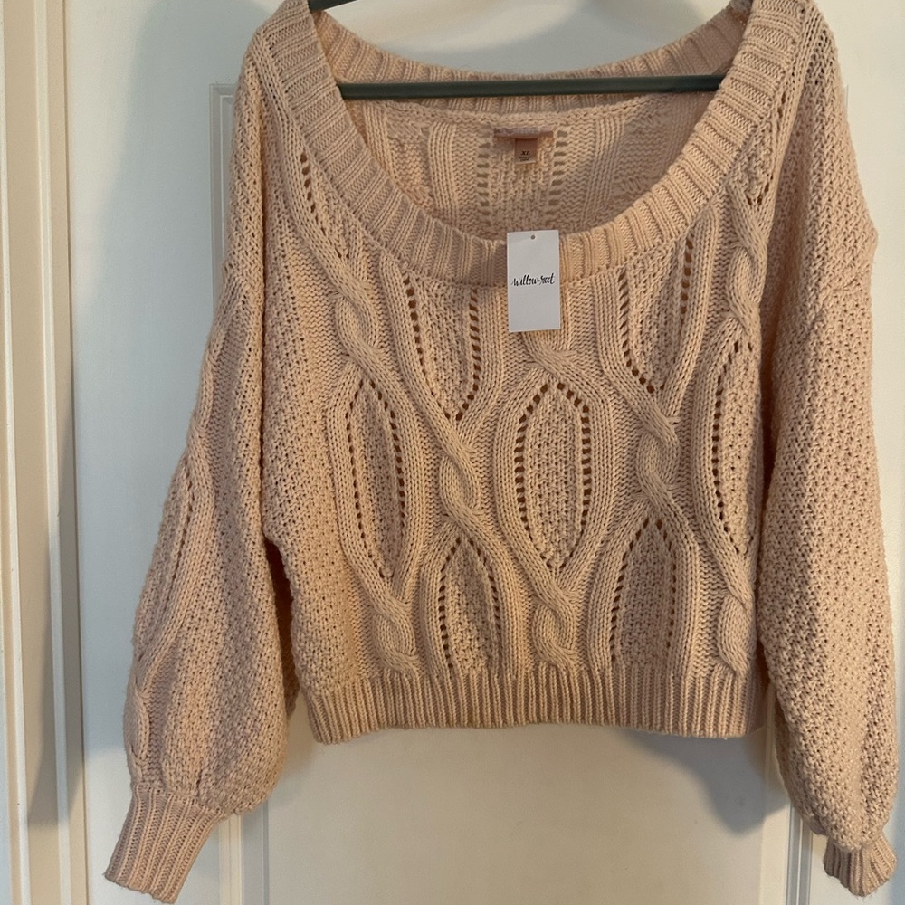 Willow Blush Cable-Knit Scoop Neck Sweater